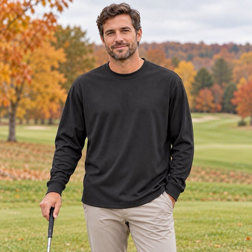 Pro Tour CoolPlay Golf Men’s XXL Black Long Sleeve Crew Neck Breathable Top